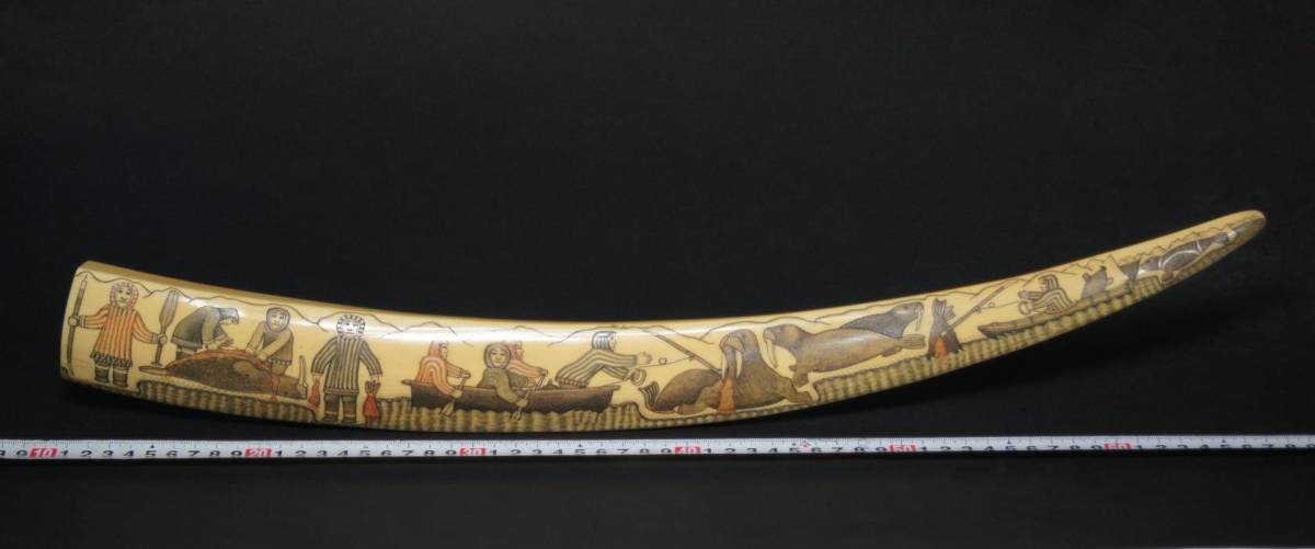 セイウチ牙 海象牙 イヌイット エスキモー CANADA Eskimo Art 2本 総