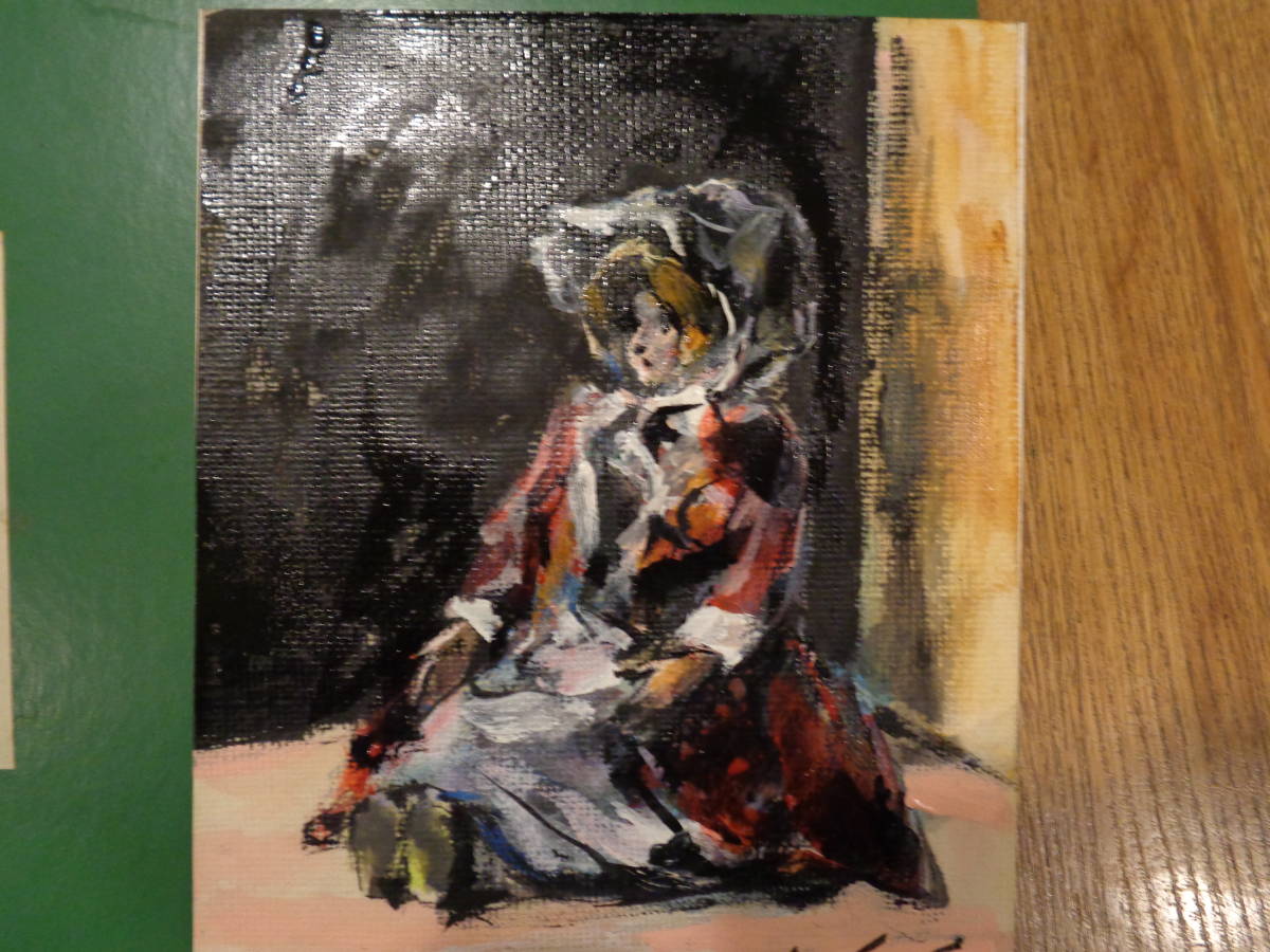 人形画 油絵 日展出品作品 額装 絵画 木製額縁 アンティーク フランス人形 額装 油彩 日展作家 杉浦鐸夫 フランス人形の絵 (静物画)｜売買された