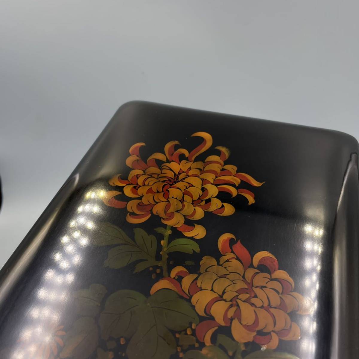 八雲塗 出雲 硯箱 文箱 菊紋 木製 漆器 小物入れ 小箱 書道具 漆芸 