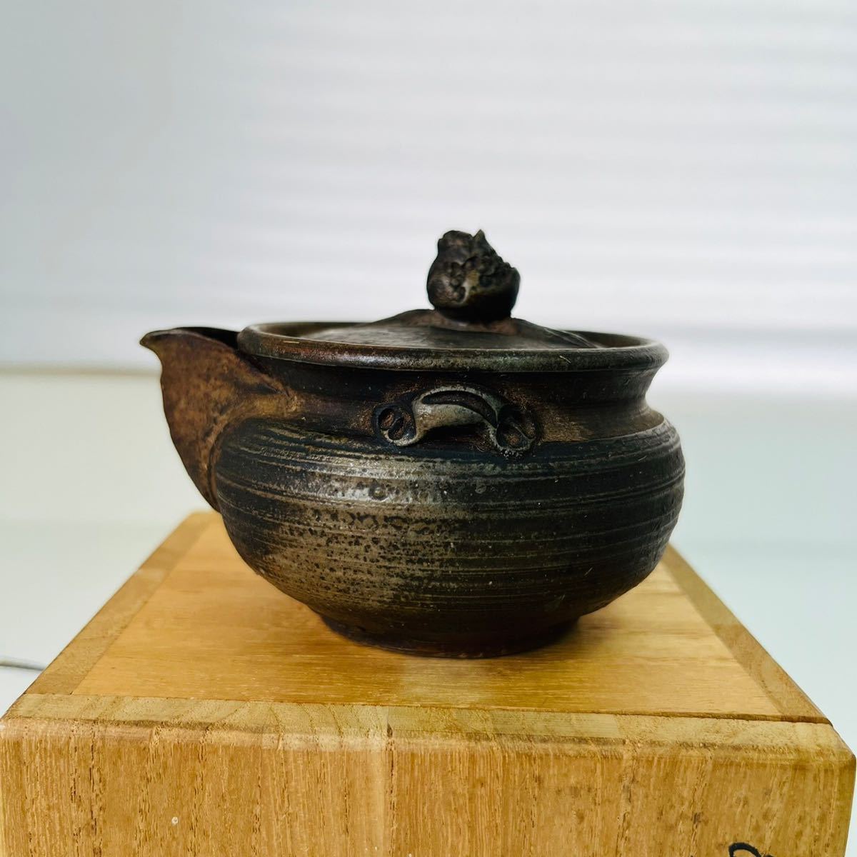 煎茶 備前 龍細工摘 宝瓶 陶星作 共箱 未使用 旧家蔵出