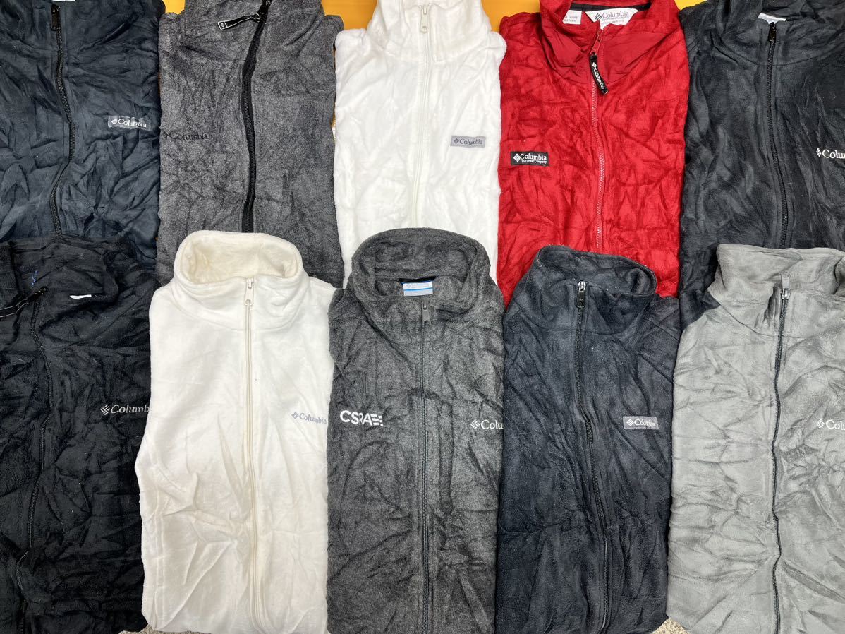 USA古着卸 コロンビア フリース ベスト 10枚セット まとめ売り 1円スタート 大量 アメリカ古着 刺繍プリント カラーベスト フルジップ