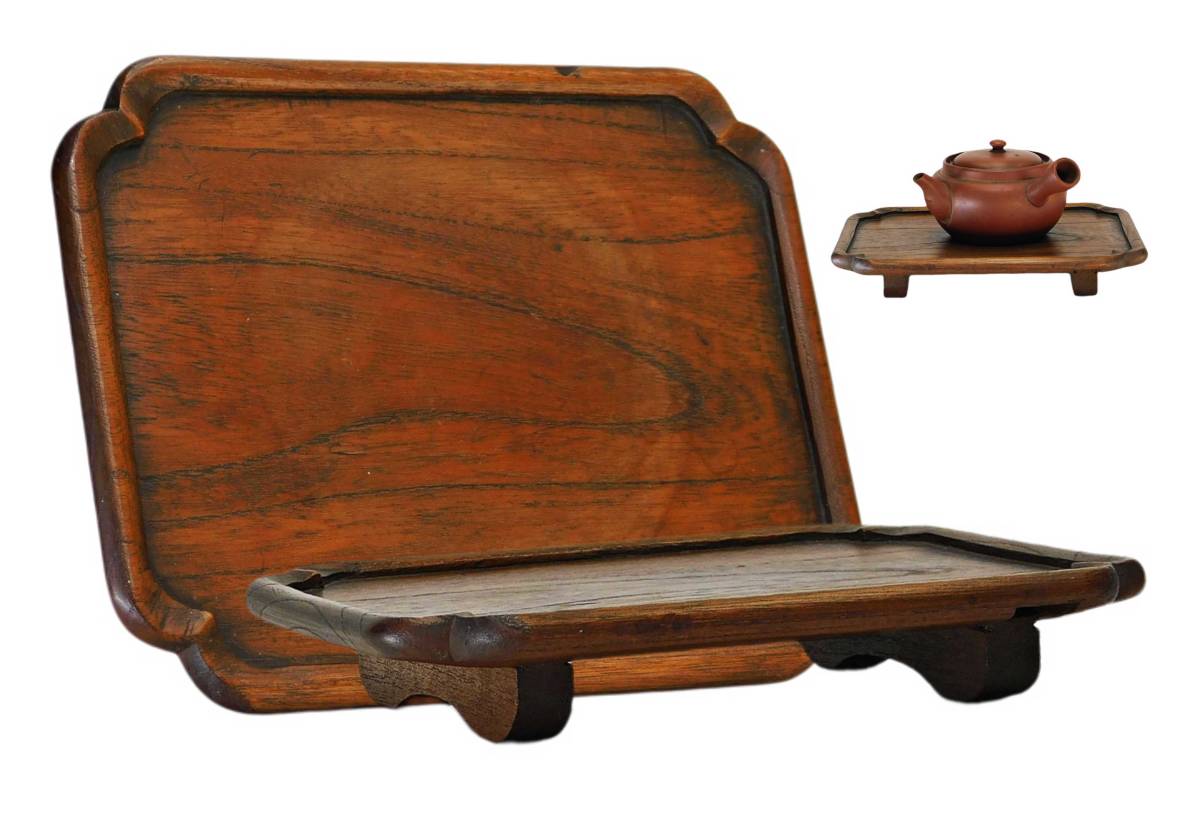 風流庵】 『煎茶道具』 欅 ケヤキ材 ☆ 一文字盆 / 尺五 紙箱 煎茶道具 欅