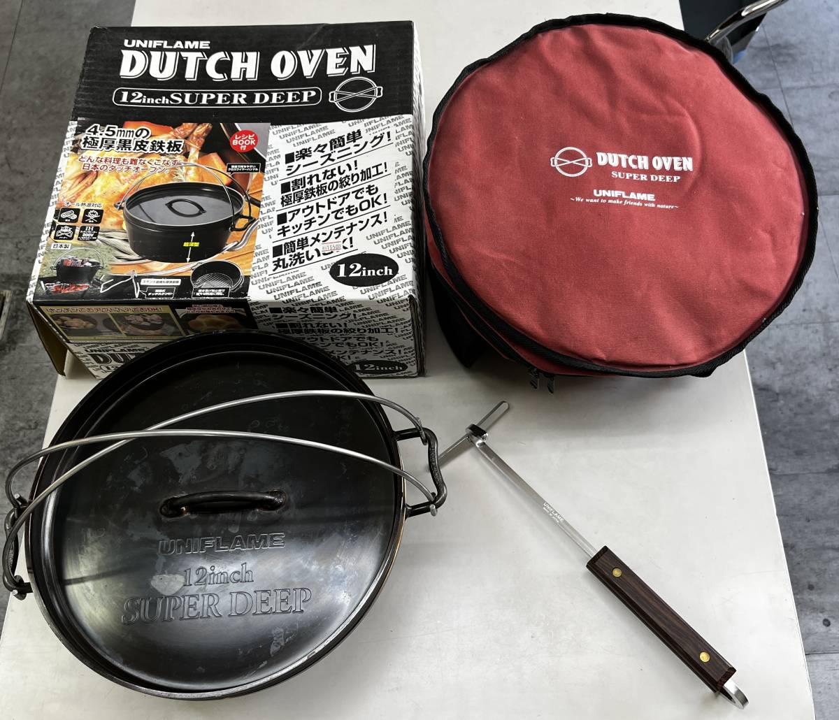 UNIFLAME ダッチオーブン 12インチ SUPERDEEP　他純正オプション　中古