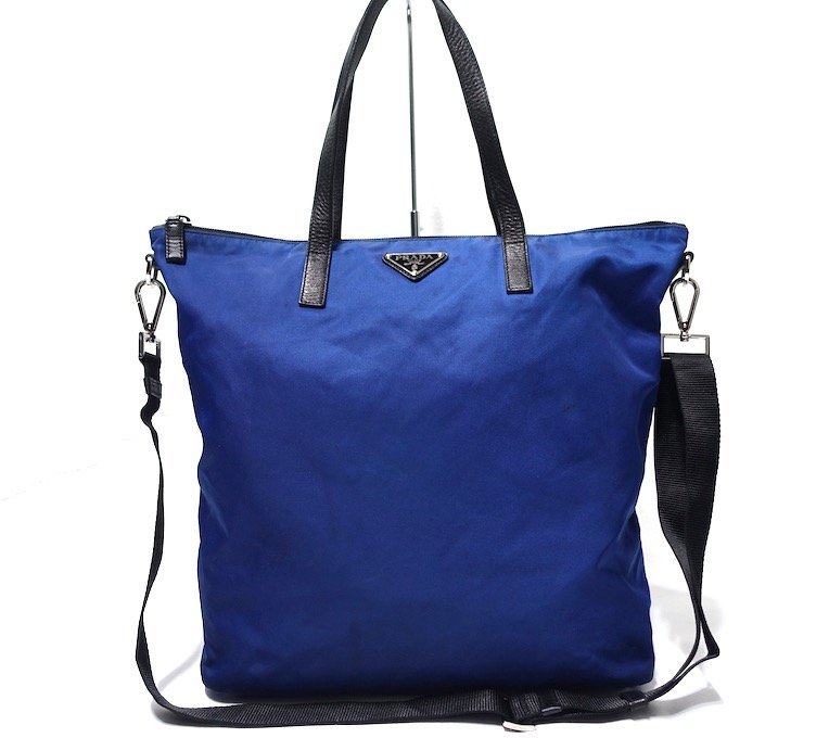 PRADA プラダ 大容量 三角ロゴ 2WAY トートバッグ ナイロン×レザー 