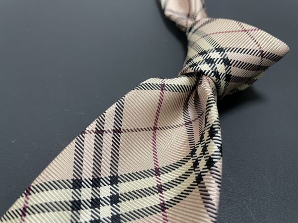 美品】バーバリーロンドン ネクタイ パープル ノバチェック 美品】バーバリーロンドン ネクタイ パープル ノバチェック