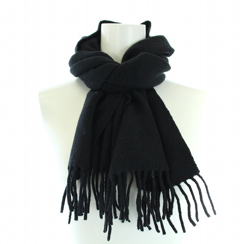 フェンディ FENDI マフラー ストール フリンジ ロゴ 黒 ブラック /TK