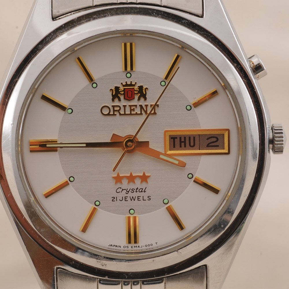 オリエント スリースター クリスタル メンズ腕時計 EM4J-CO 中古品 