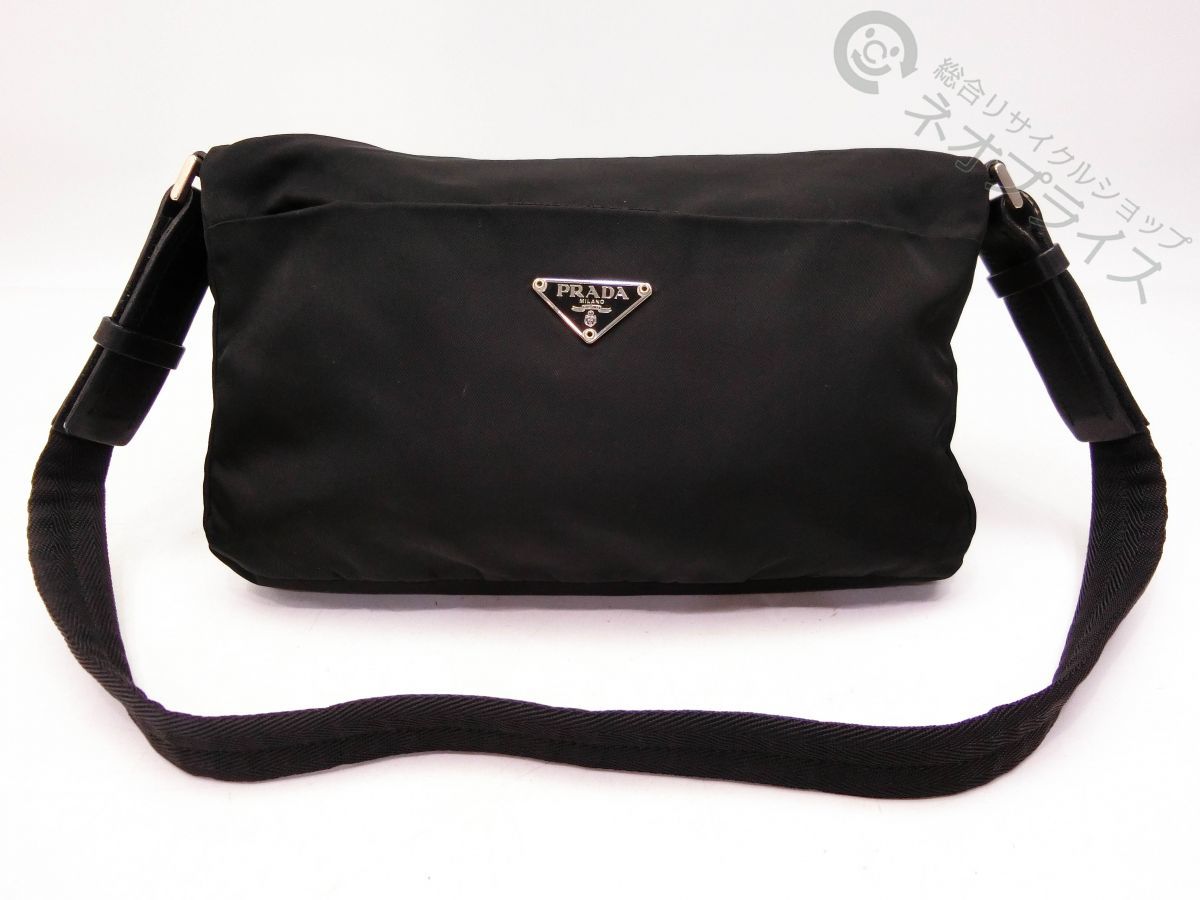 A5435 PRADA プラダ 三角ロゴプレート ナイロン レザー ショルダー 