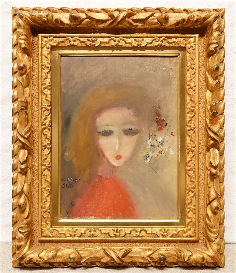 真作保証 織田広喜「少女」油彩 4号 名鑑760万 日本芸術院会員 二科会理事 フランス芸術文化勲章 古径額装