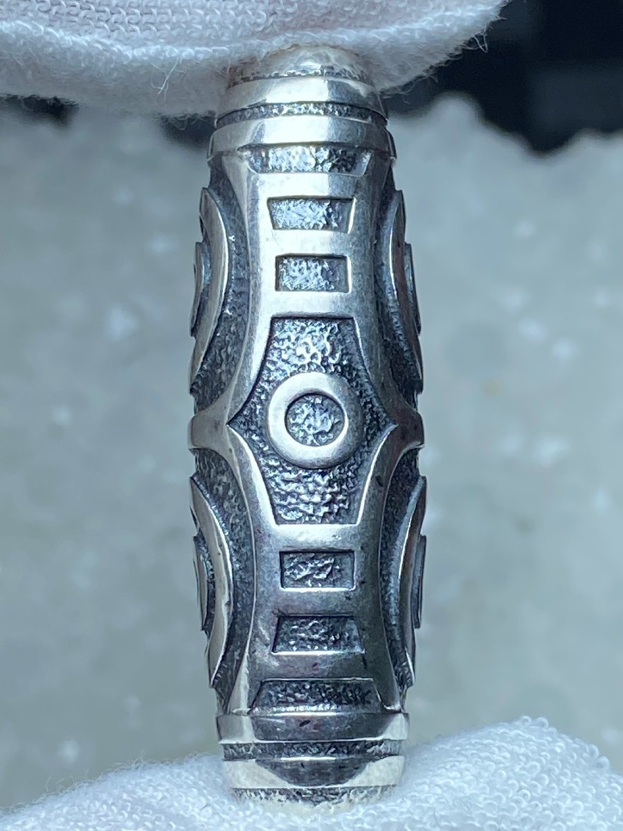 即決 0901c797 新入荷★【シルバーチベット天珠】★ 36x11mm（新品）