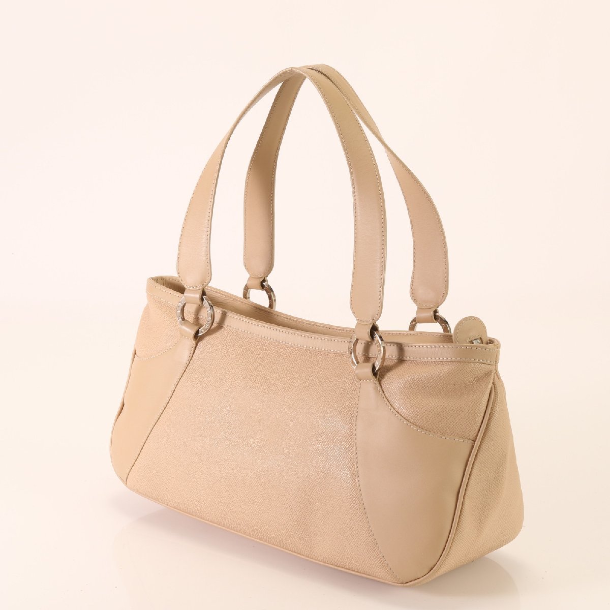 □1円□極美品□ブルガリ□サークル ロゴ ハンドバッグ□シルバー 金具
