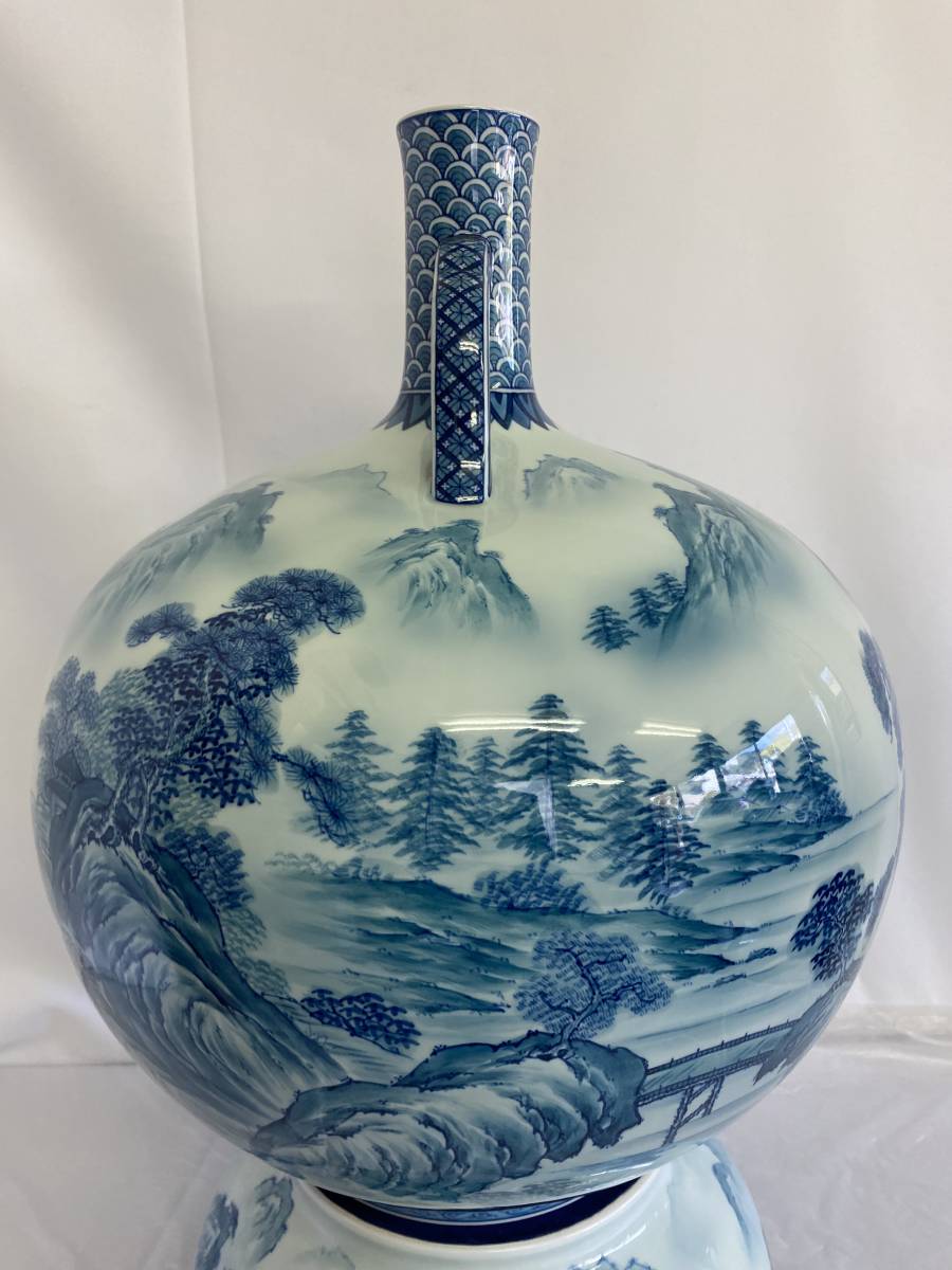 有田焼 笠原虹彩作 香炉 手描き染め [新品未使用] 厚ぼったく 