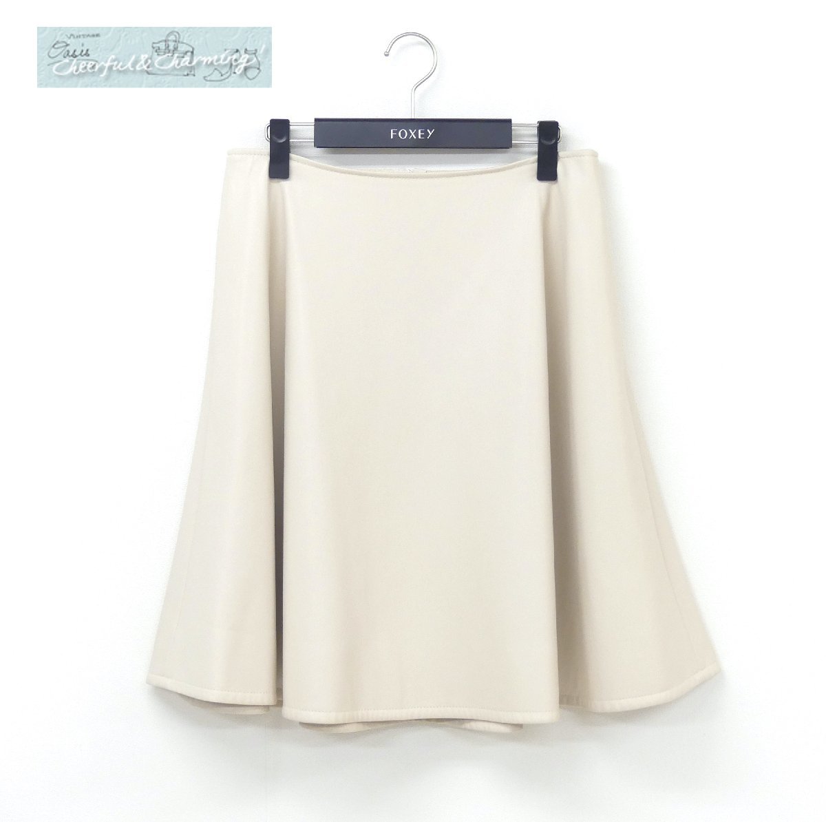 FOXEY NEWYORK COLLECTION スカート 42 ベージュグレー フェイクレザー