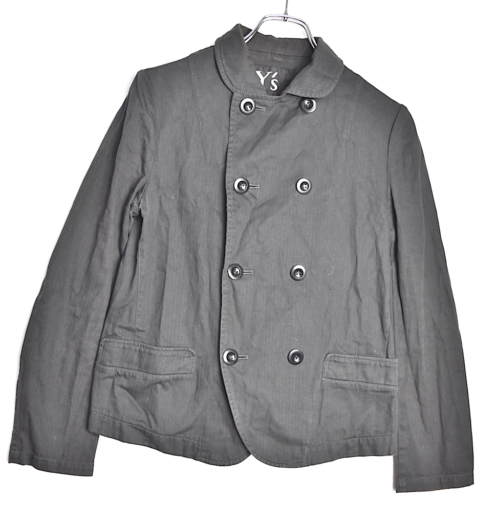 Y's　ワイズ　ハーフコート ピーコート ピーコート　ジャケット　Yohji Yamamoto　ヨウジヤマモト　ブラック　黒　237L17