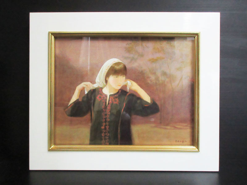 ☆Z15 人気作家 【原秀樹】 『民族衣装』 油彩 肉筆 F6号 リアリズム美少女 一枚の絵 油絵 絵画 美術品 骨董品 アート 壁掛け