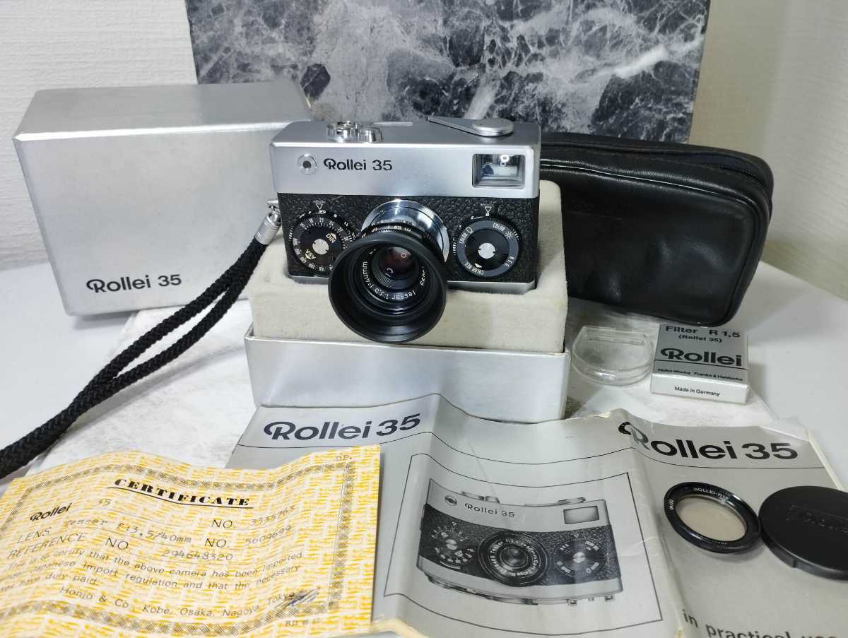 終活】Rollei35 Tessar40mm f3.5搭載モデル 希少元箱，説明書，フード