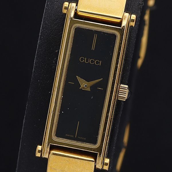 グッチ QZ 黒文字盤 1円 1500L 稼働 良品 レディース GUCCI レディース