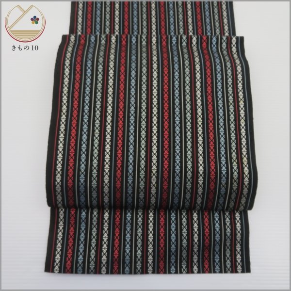 ★着物10★ 1円 絹 名古屋帯 博多織 独鈷文 華皿 全通柄 八寸帯 長さ359cm [同梱可] ☆☆
