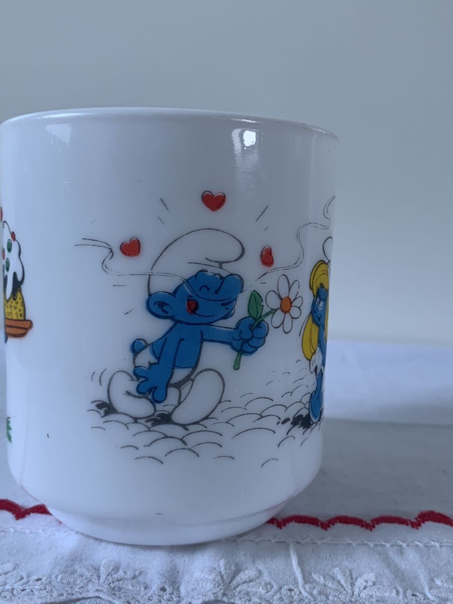 ⚠︎お値引き中　レア アルコパル スマーフ ミルクガラス マグ ５個 セット 新品 80s スマーフ smurf アルコパル arcopal フランス製 ヴィンテージ