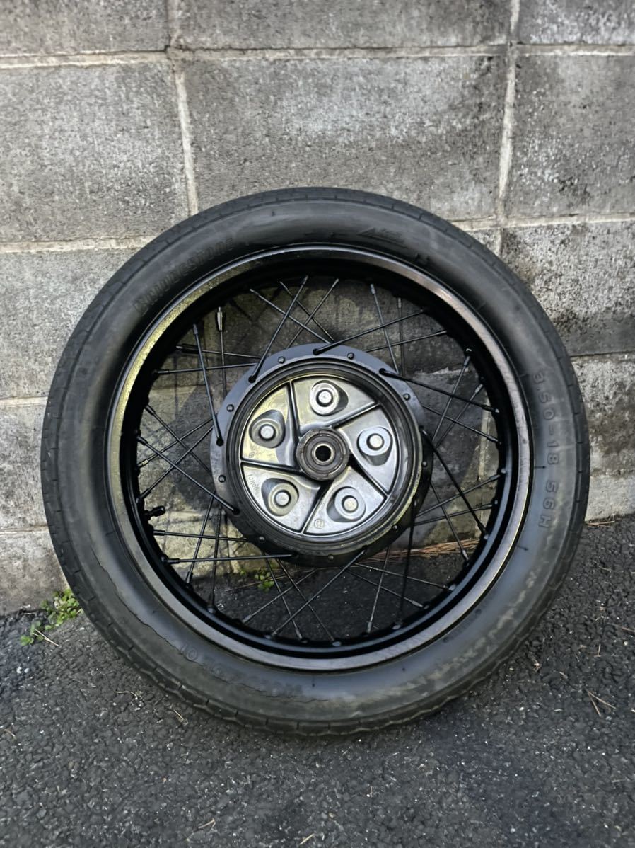 SR400フロントホイール タイヤ付 ブラック塗装 18インチ(フロント 