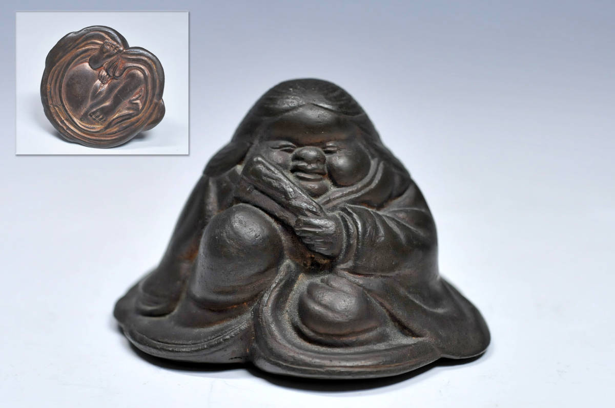 珍品 銅製人形 おかめ 底面手淫彫 箱無 春画人形 ブロンズ置物 002005 