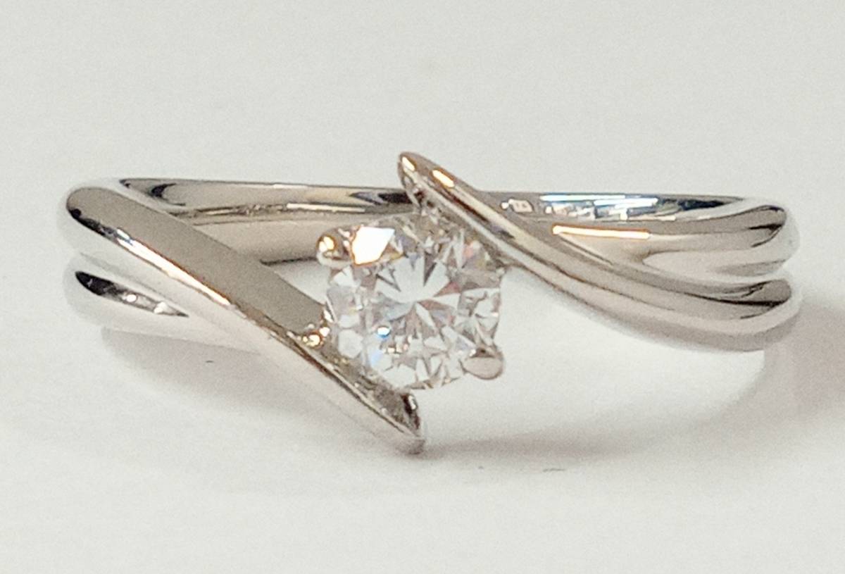 鑑定書付】Pt900 プラチナ リング 指輪 ダイヤモンド0.30ct サイズ約8 