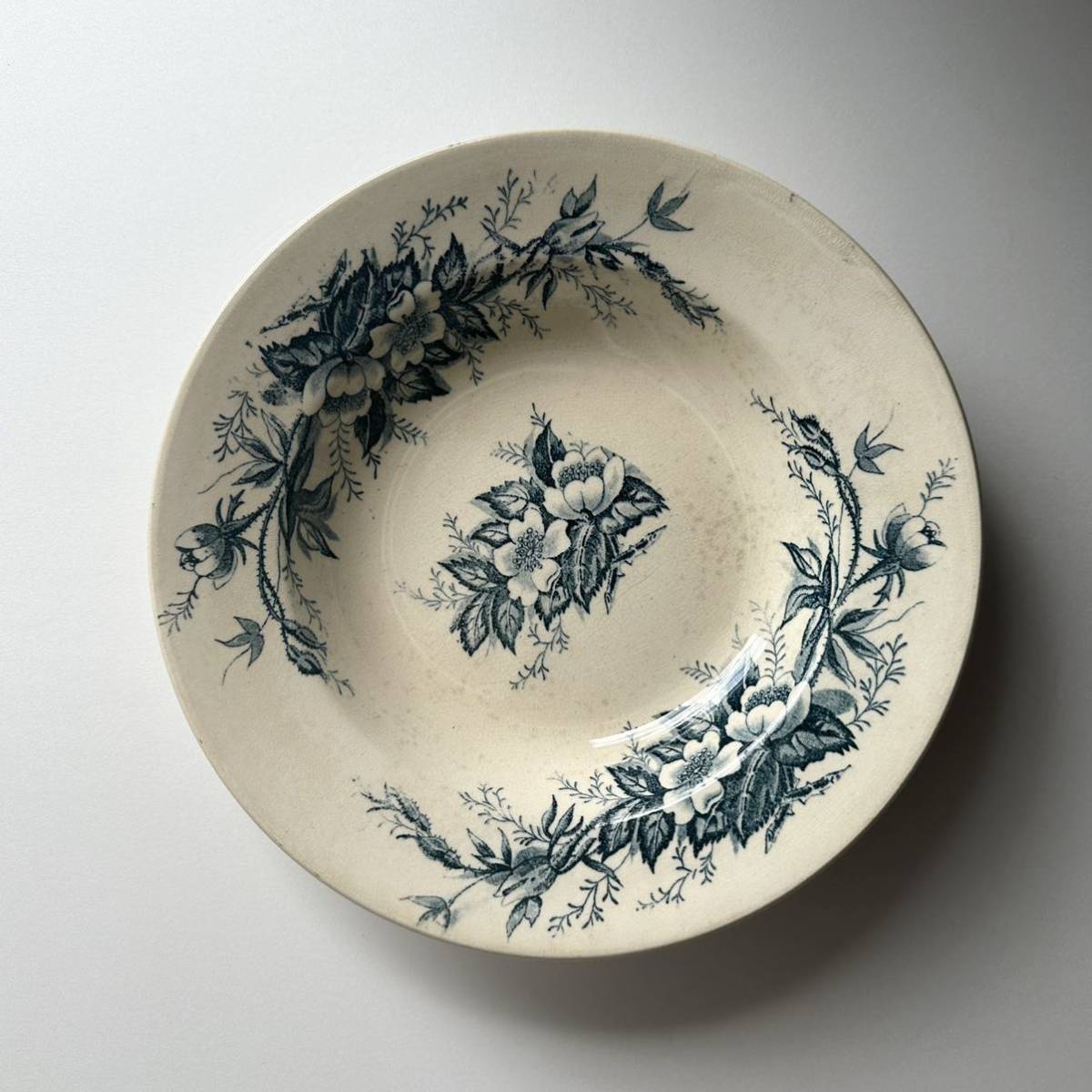 フランス　アンティーク　Choisy le roi　ショワジールロワ　/ 　“EGLANTINES”　　野薔薇の深皿プレート　 