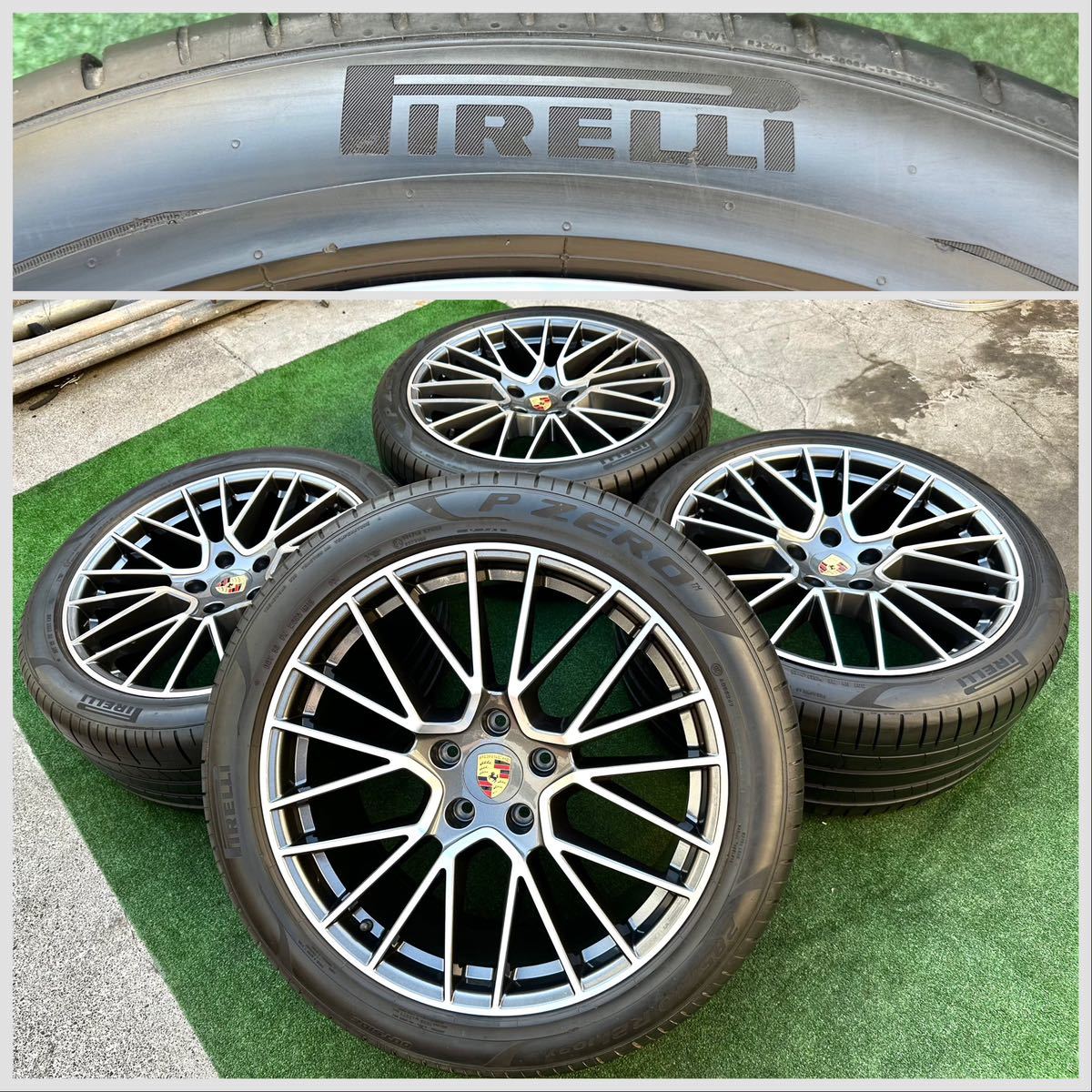 ポルシェ カイエン E3 RSスパイダー 純正21インチホイール＆PIRELLI 2021年製 ラジアルタイヤ 4本セット★ E3 9Y0 スポーツ