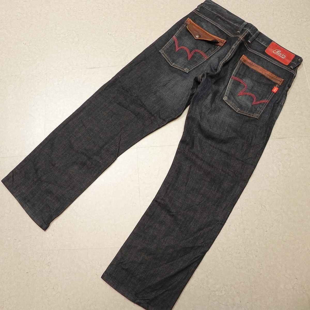 m69★EDWIN エドウィン BTD006 BLUE TRIP★ユーズド加工 ストレッチデニム ストレート デニムパンツ ジーンズ Sz.32 日本製 即決★