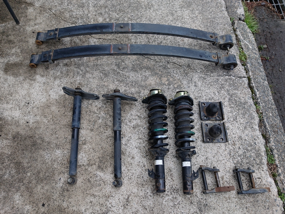 ホンダ バモス HM1 純正 ショック サスペンション 板バネ 1台分 フルセット