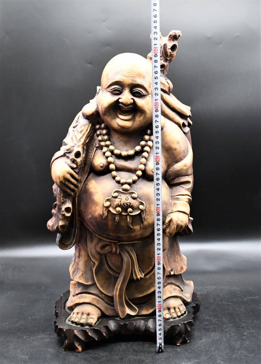 七福神布袋尊 OY3-4【現状品】七福神 黄盆袋 布袋尊像 台座付き｜本体重量約14.72kg