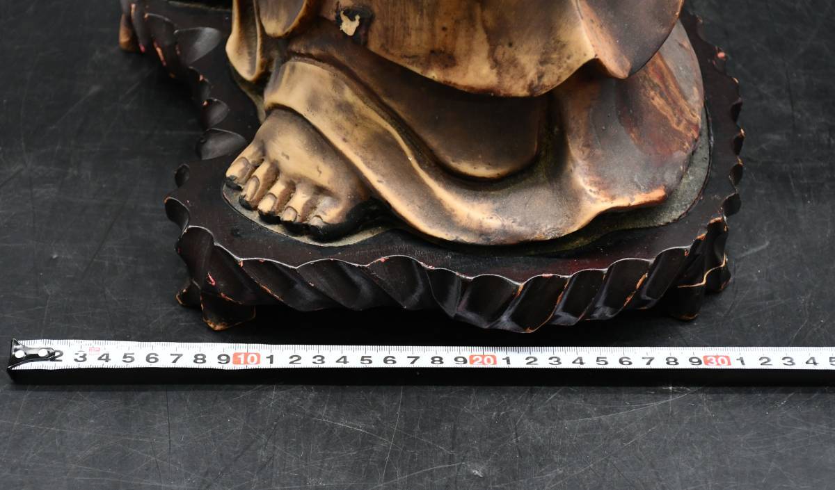OY3-4【現状品】七福神 黄盆袋 布袋尊像 台座付き｜本体重量約14.72kg
