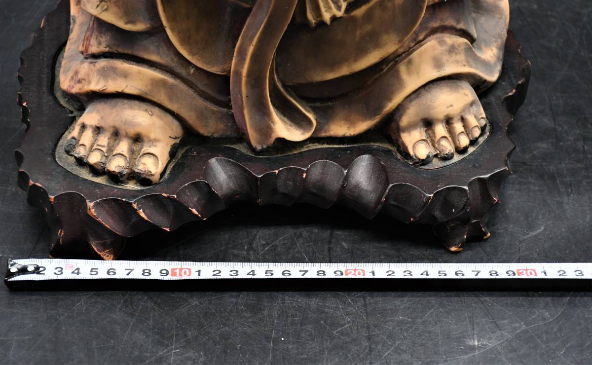 OY3-4【現状品】七福神 黄盆袋 布袋尊像 台座付き｜本体重量約14.72kg