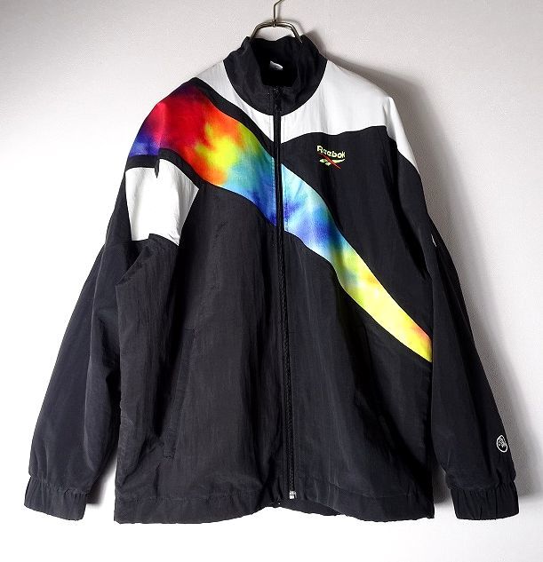 Reebok×XLARGE コラボ リーボック エクストララージ クラシックス ウーブン ジャケット ナイロン 刺 トラックジャケット (L) 黒 ●o-184