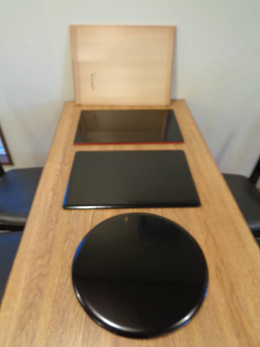 お茶道具 輪島塗 上野製 敷板 三枚組 （矢筈/角蛤/丸蛤）未使用