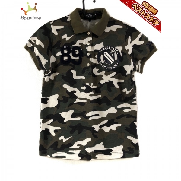 パーリーゲイツ PEARLY GATES 半袖ポロシャツ サイズ0 XS - カーキ×白