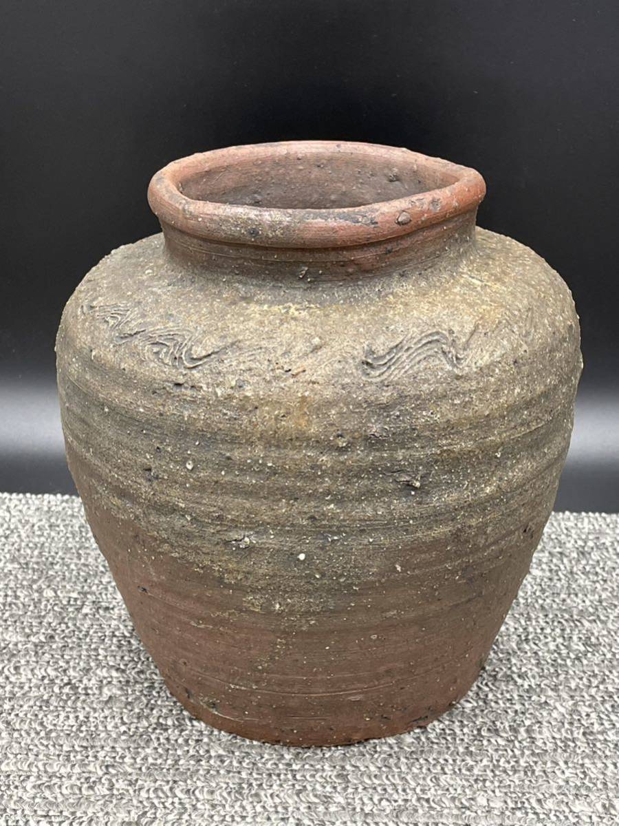 旧家蔵出し 古備前 室町時代？ 壺 花瓶 花入 花器 高さ約22cm(花器、壷