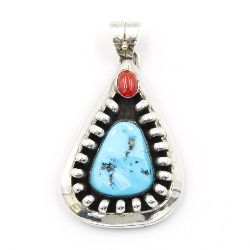 BIGHAND ビッグハンド ペンダント 4940 ターコイズ ハンドメイド コーラル SV925 トップ シルバー ティアドロップ 50015617