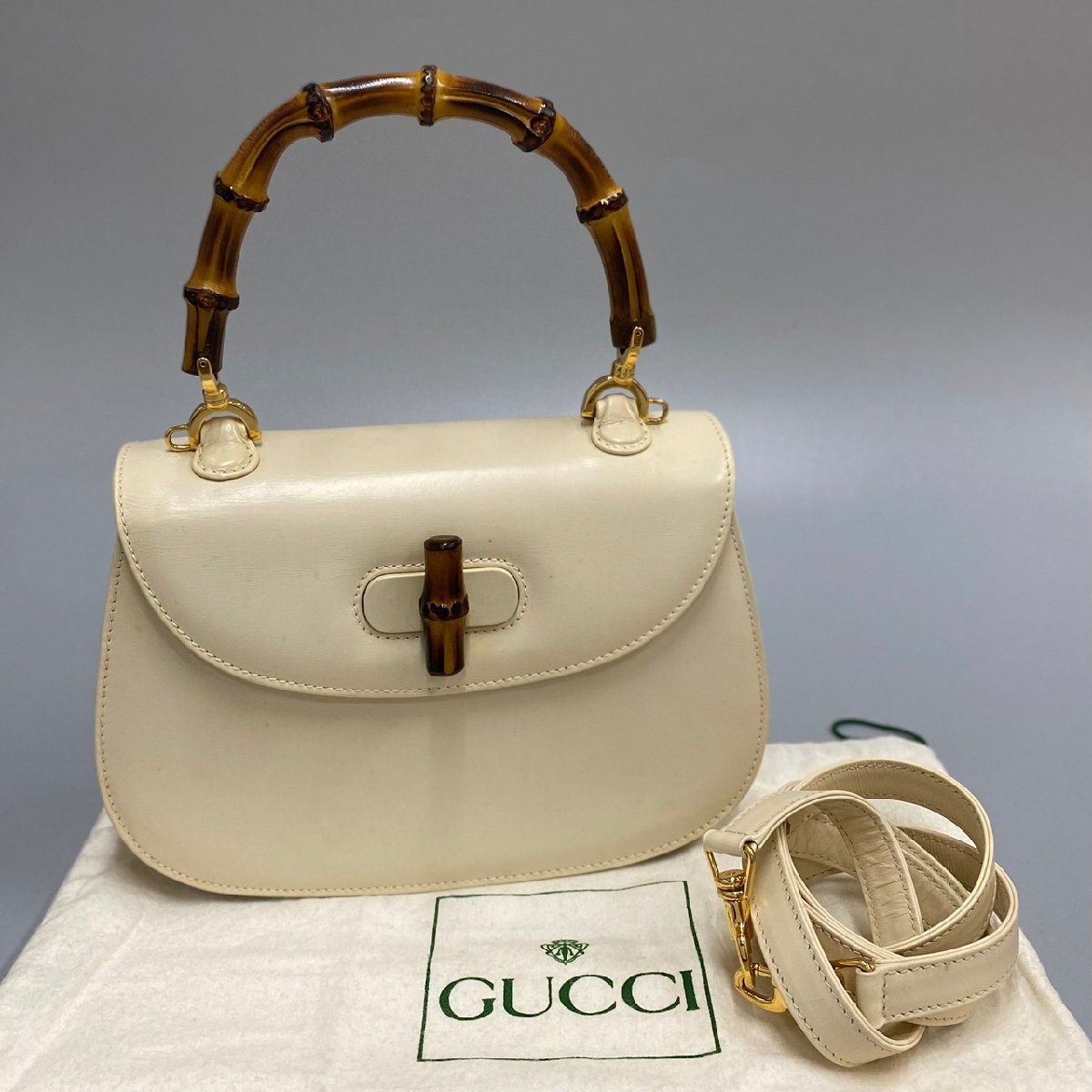 1円 極 美品 保存袋付き GUCCI オールドグッチ ヴィンテージ バンブー 