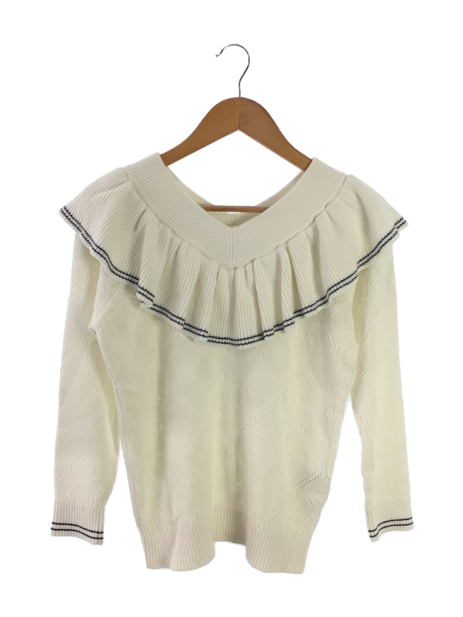 COACH◆Ruffled Collar Sweater/セーター(薄手)/M/コットン/WHT/C4971