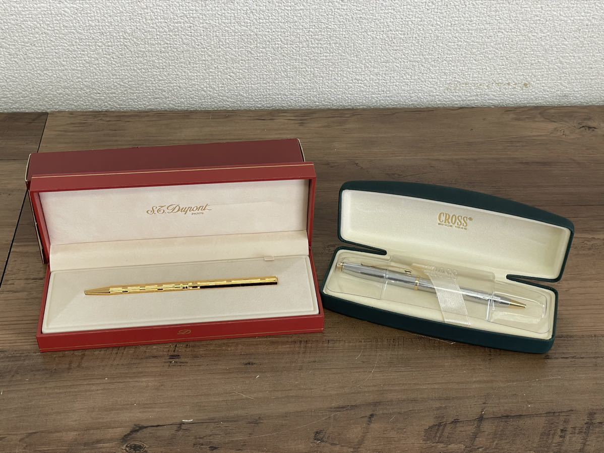 CROSS、S.T.Dupontボールペン2本セット ボールペン S.T.Dupont/CROSS 2点セット デュポン ゴールド ツイスト式