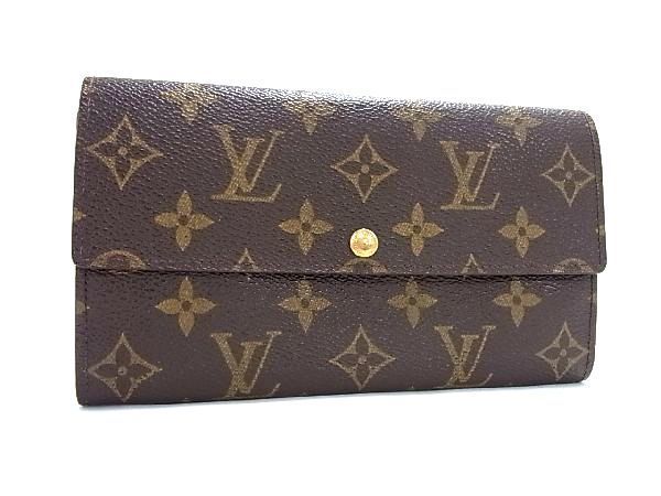 1円 LOUIS VUITTON ルイヴィトン M61725 モノグラム ポシェット ポルトモネ クレディ 二つ折り 長財布 ブラウン系 AJ5889マス