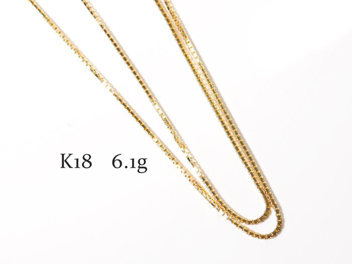 C-58☆未使用 地金 K18 ベネチアンチェーン ネックレス 6.1g/スライド43cm