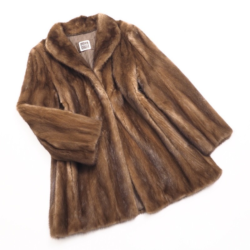 LANVIN・SAGAMINKシェアードミンクコート 金サガ 金ブローチ 美品【 銀