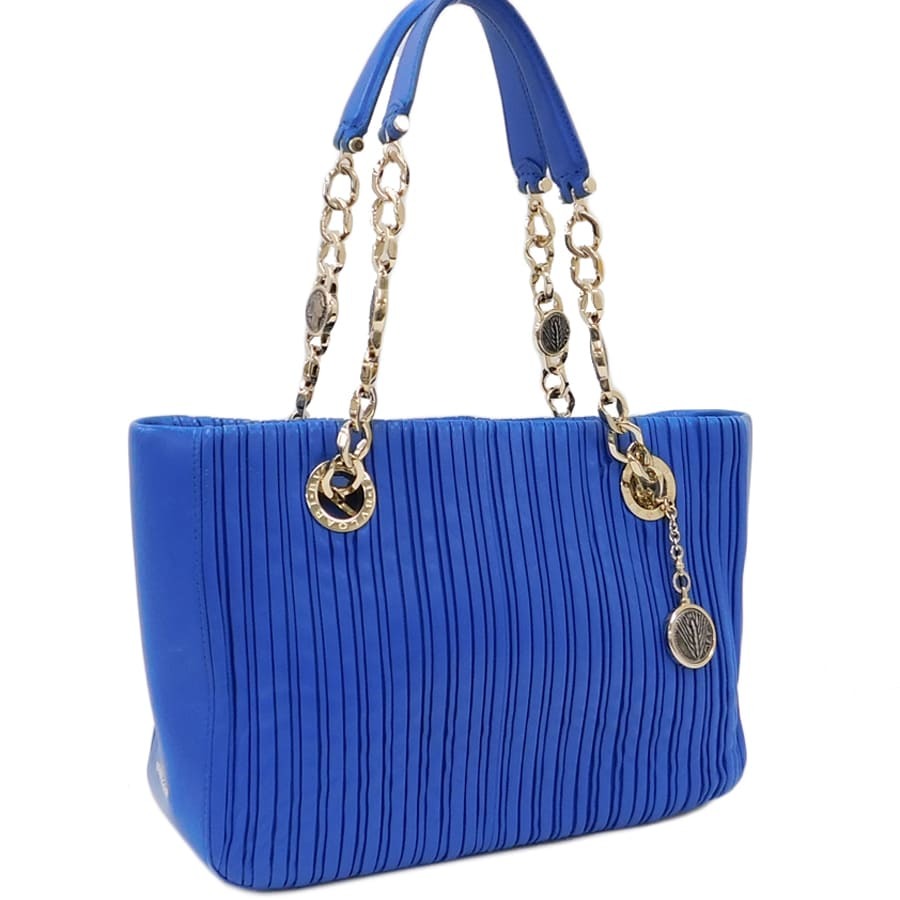 1円スタート 美品☆ 希少 BVLGARI ブルガリ ブルー 財布 エナメル ロゴ 