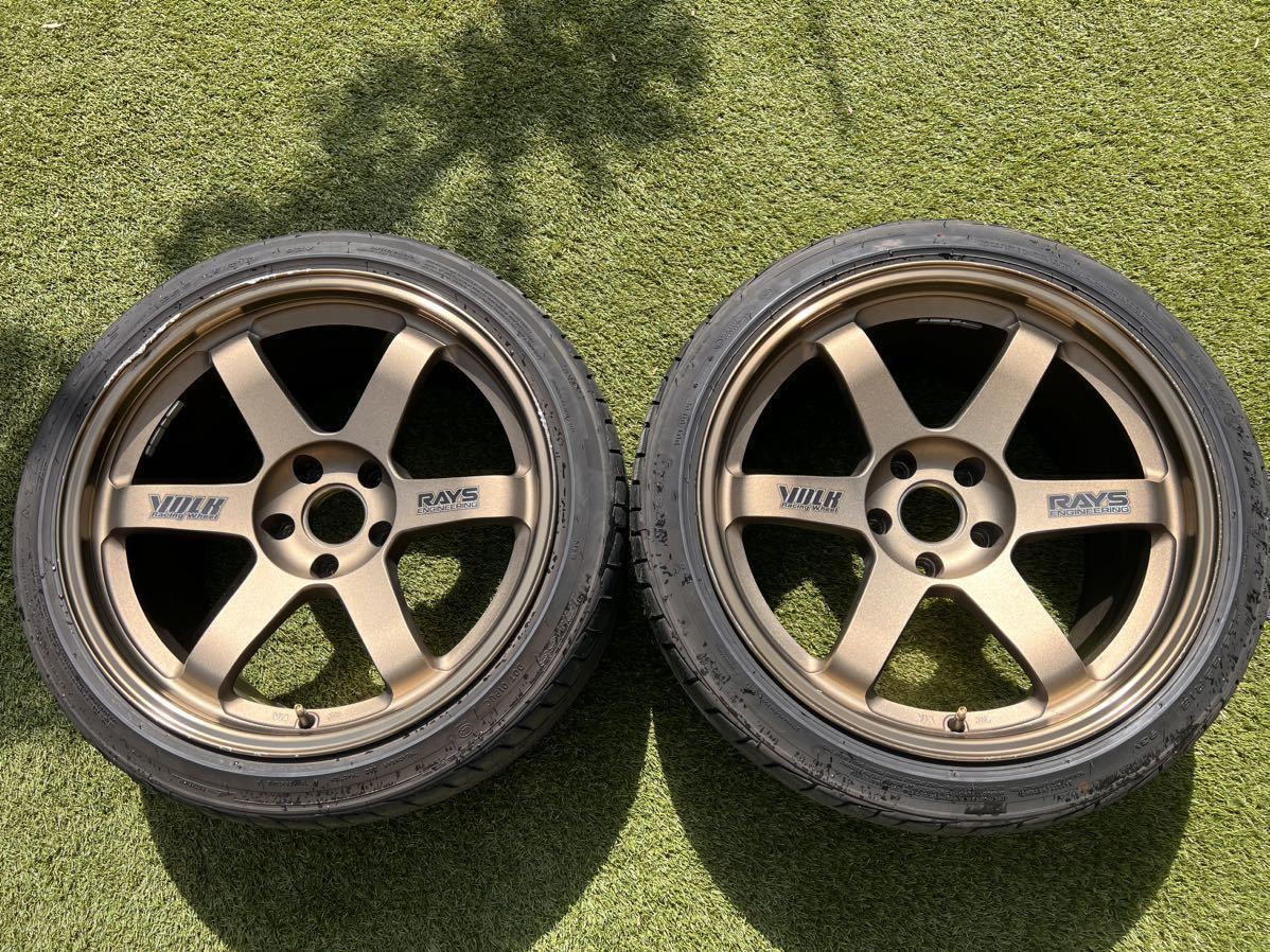 レイズ RAYS VOLK RACING TE37 ブロンズ 10.5J +15 18インチ PCD114.3 2本 タイヤ付き