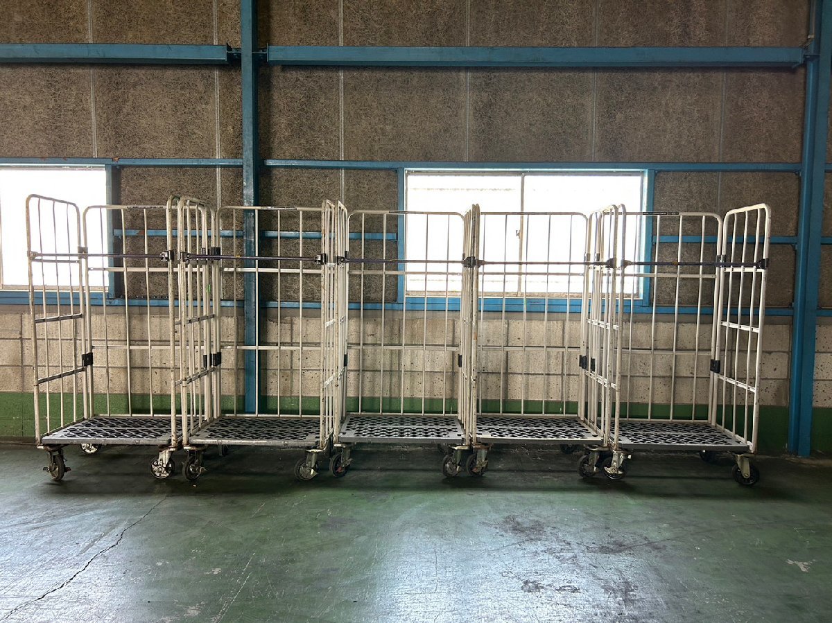 【埼玉引取】S7636◆DAIFUKU◆カゴ台車◆カーゴテーナ◆最大積載貨量500kg◆5台セット◆三輪ロック◆現状品◆天