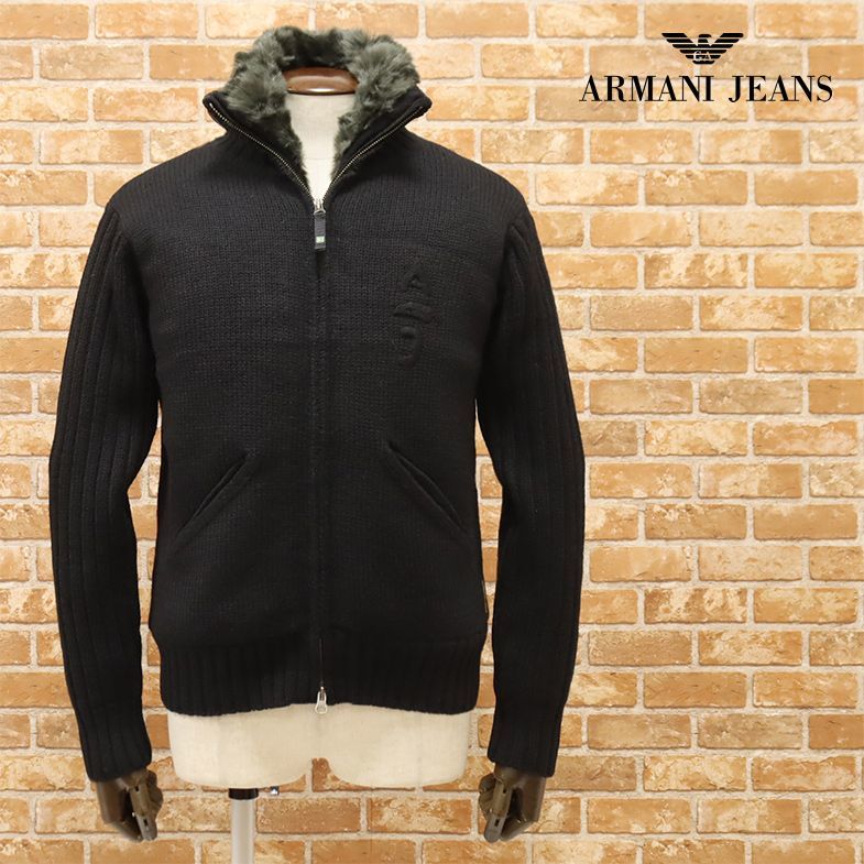 1円/ARMANI JEANS/Sサイズ/ニット ブルゾン G6W25KO 裏地エコファー
