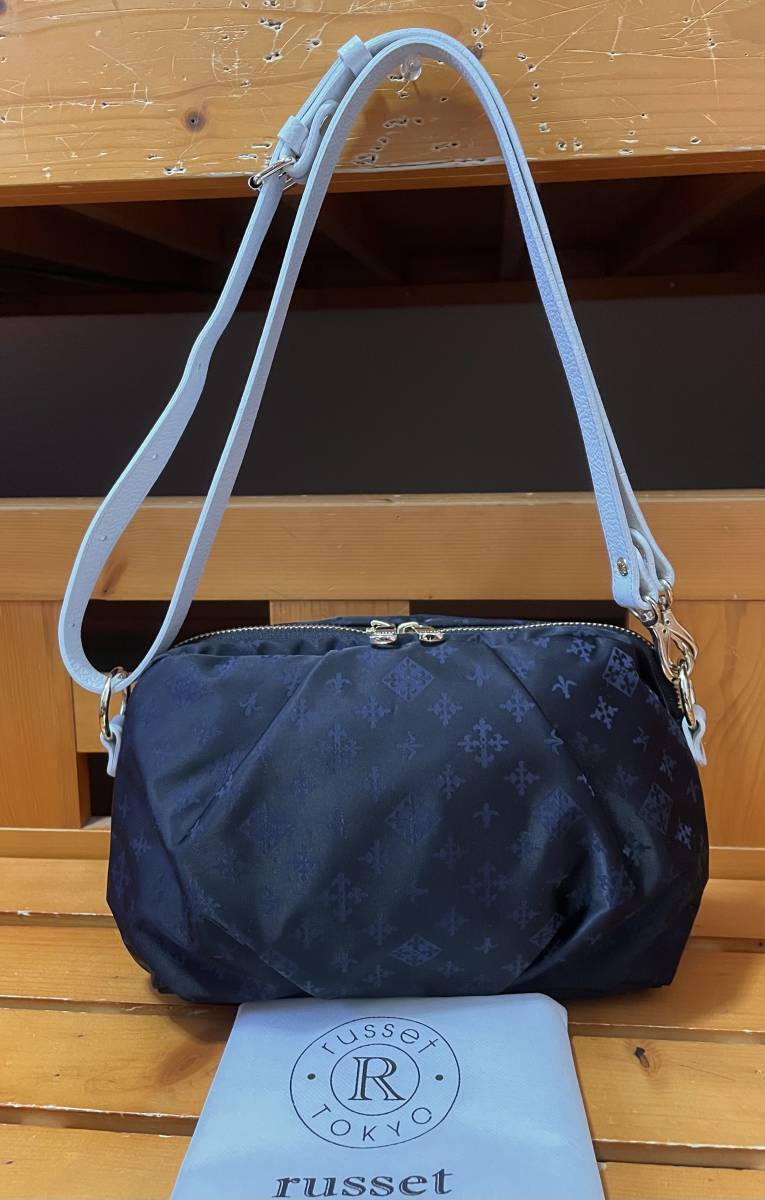 極美品　ラシット☆2wayコンパクトショルダーバッグ☆ブラック×ネイビー