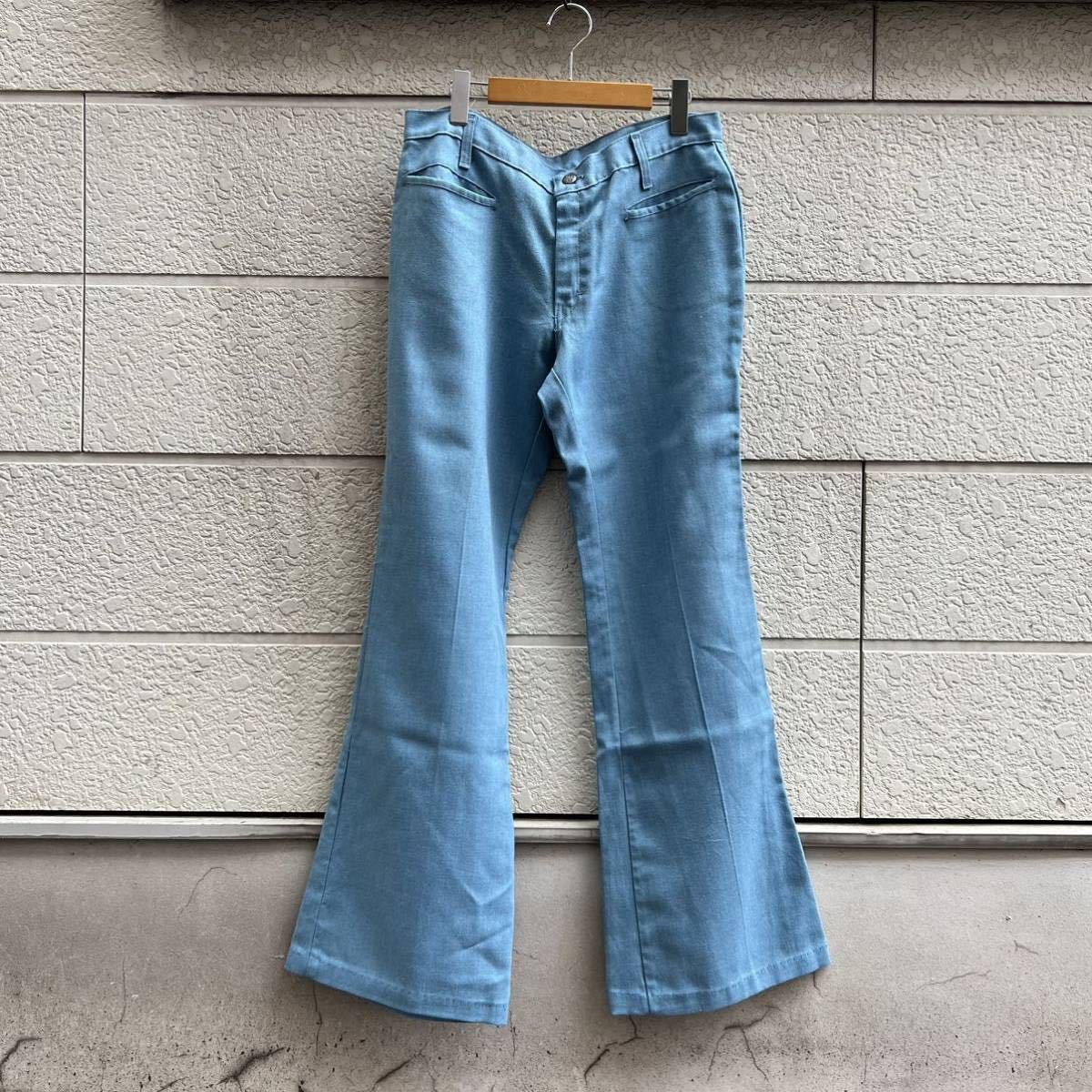 70s 80s USA古着 ワシントンディーシー フレアパンツ ベルボトム 水色 